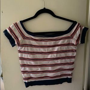 american eagle outfitters stripped off the shoulder crop top
